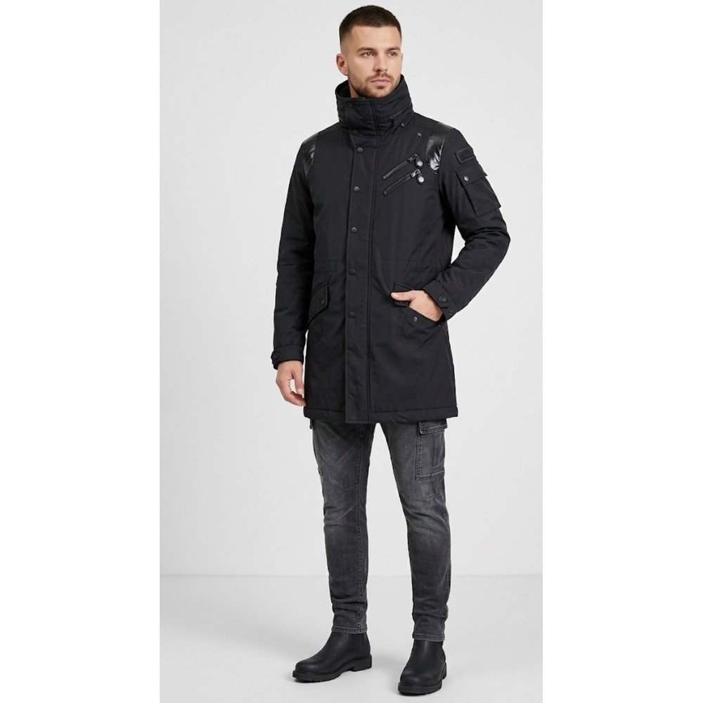 Diesel W-Axi Black Hooded Parka Jacket Men's Sz Small Techwear Utility MSRP $350